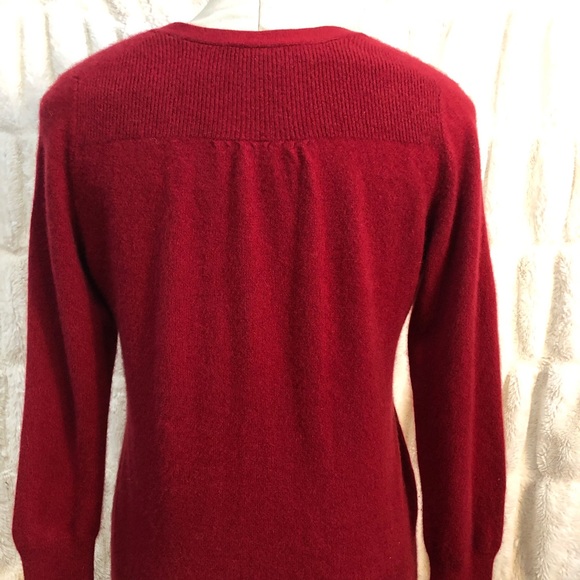 Talbots deep red v- neck cashmere sweater size large petite - Picture 2 of 3
